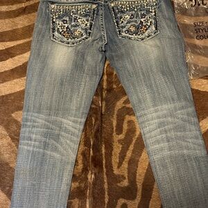 Miss Me Light Blue Boot Cut Jeans with Embellished Pockets